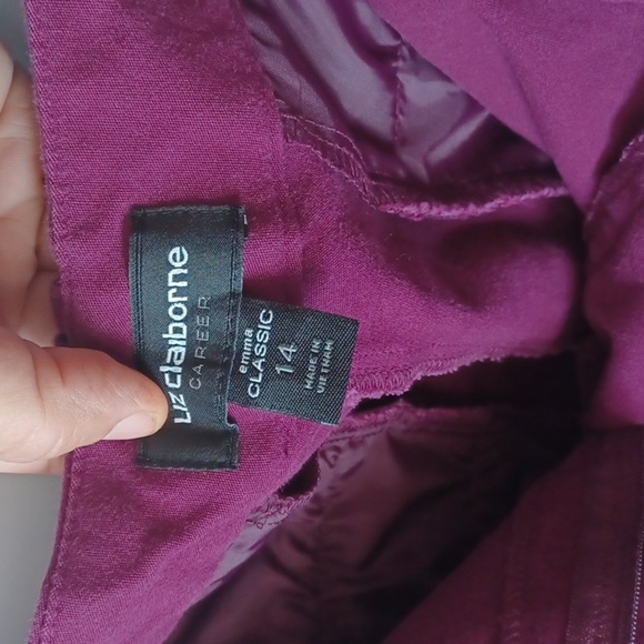 Liz Claiborne Career Pants Emma Classic size 14, Berry - Picture 3 of 5